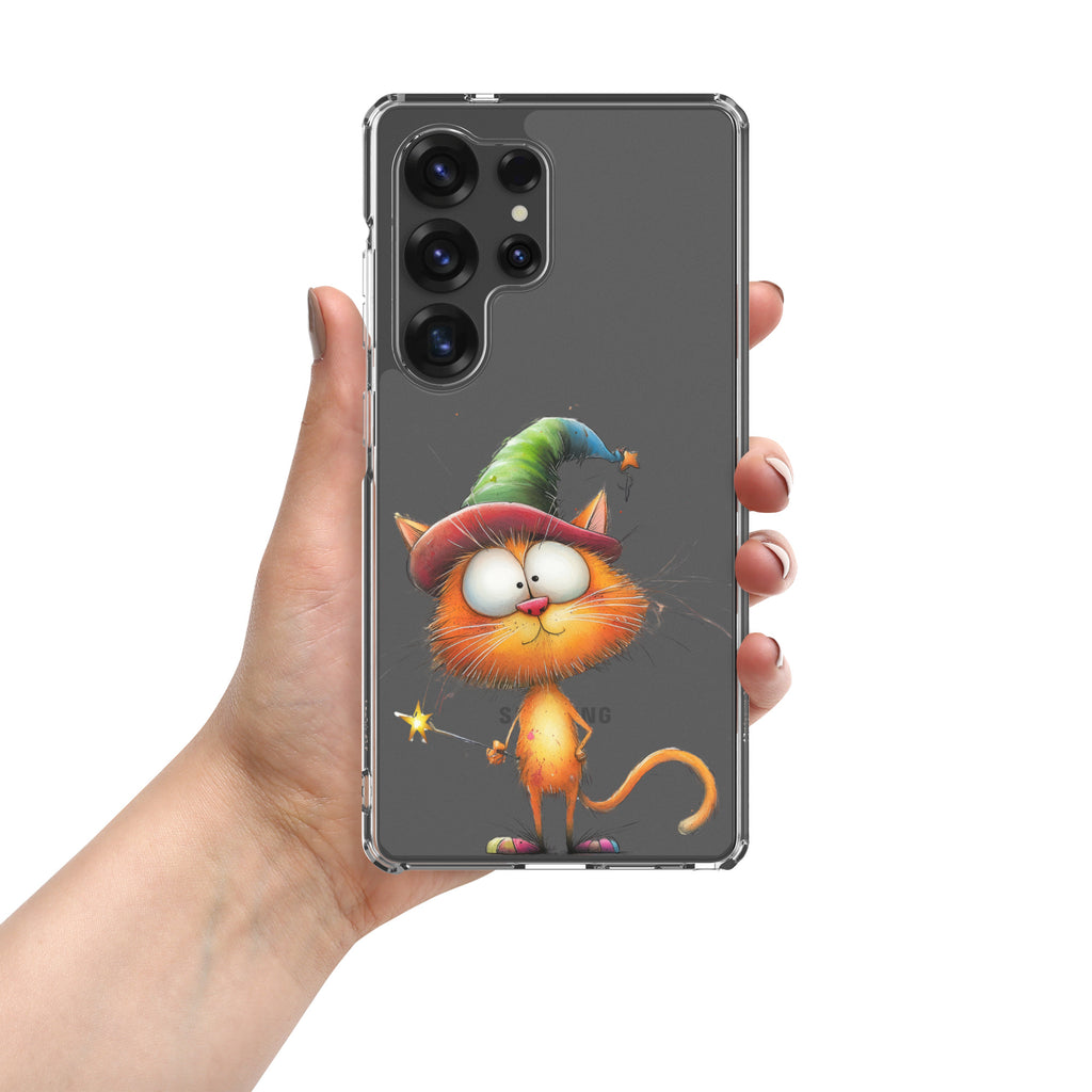 Wizard Cat Clear Case for Samsung Galaxy S25 Ultra – Cute Fantasy Protective Cover