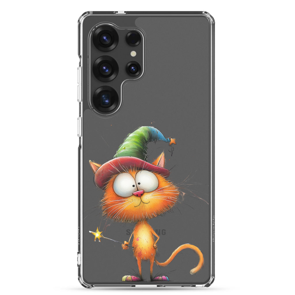 Wizard Cat Clear Case for Samsung Galaxy S25 Ultra – Cute Fantasy Protective Cover
