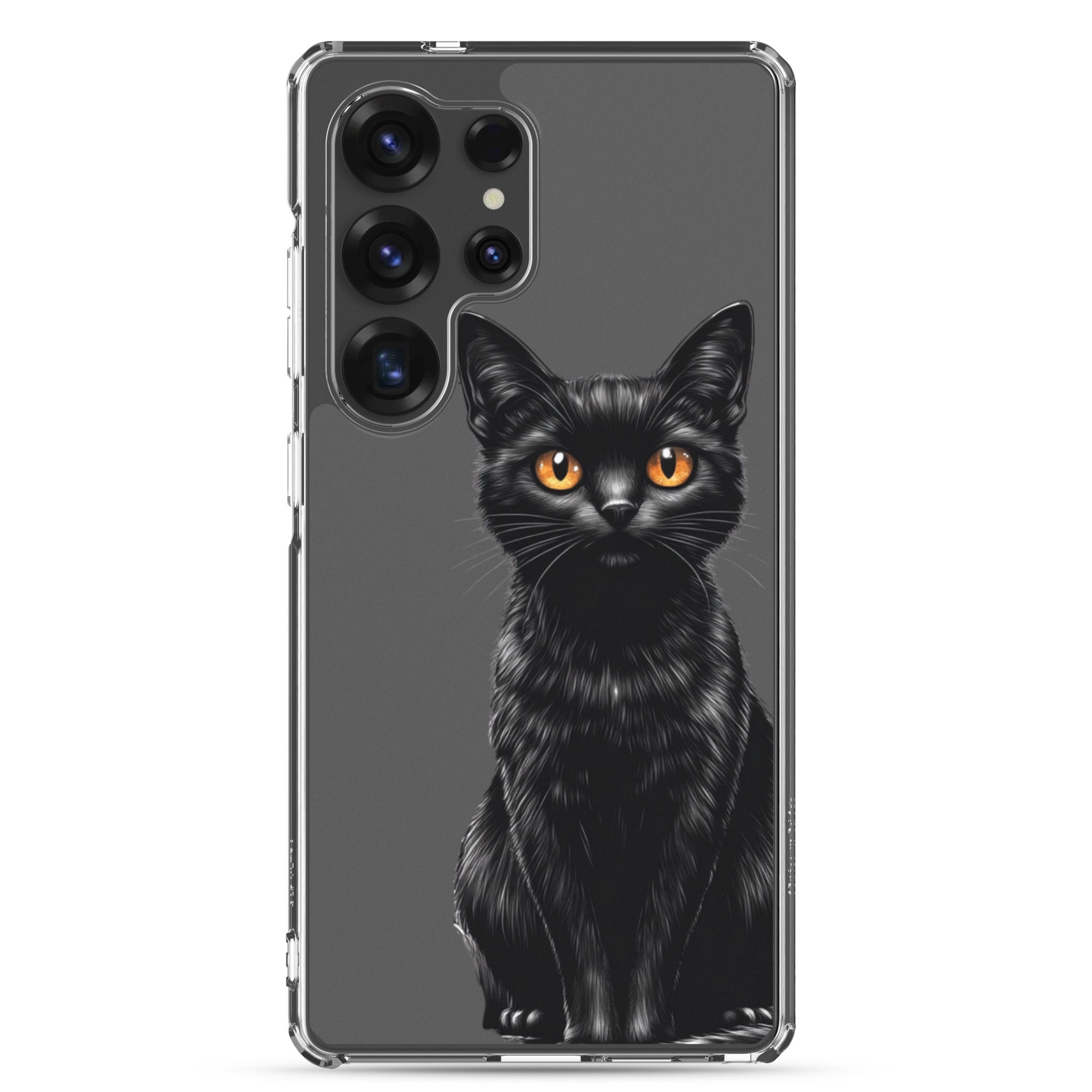Black Cat Clear Case for Samsung Galaxy S25 Ultra – Elegant Minimal Protective Cover