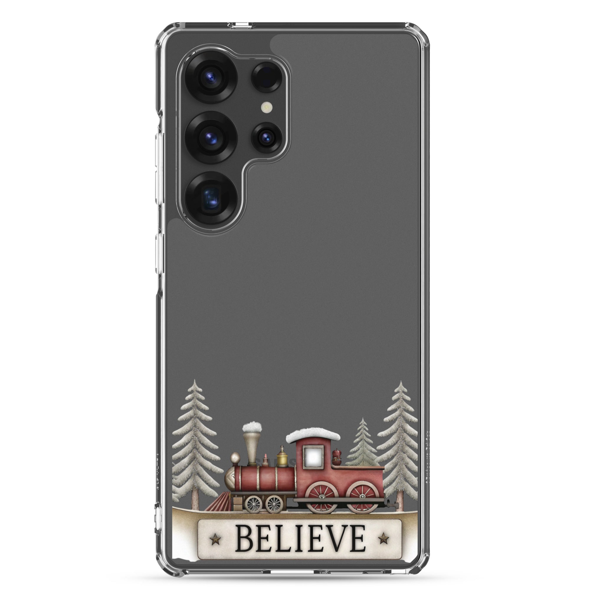 Believe Christmas Train Clear Case for Samsung Galaxy S25 Ultra – Festive Holiday Protective Cover