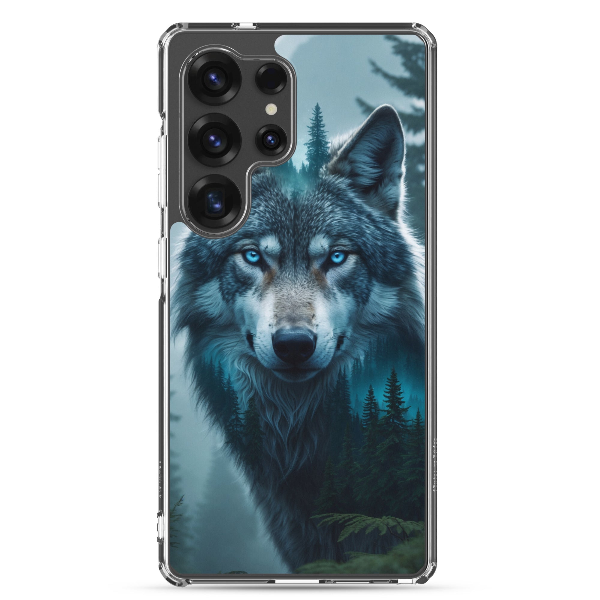 Mystic Forest Wolf Clear Case for Samsung Galaxy S25 Ultra – Dark Nature Art Protective Cover