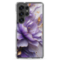 Purple Floral Gold Clear Case for Samsung Galaxy S25 Ultra – Elegant Flower Protective Cover