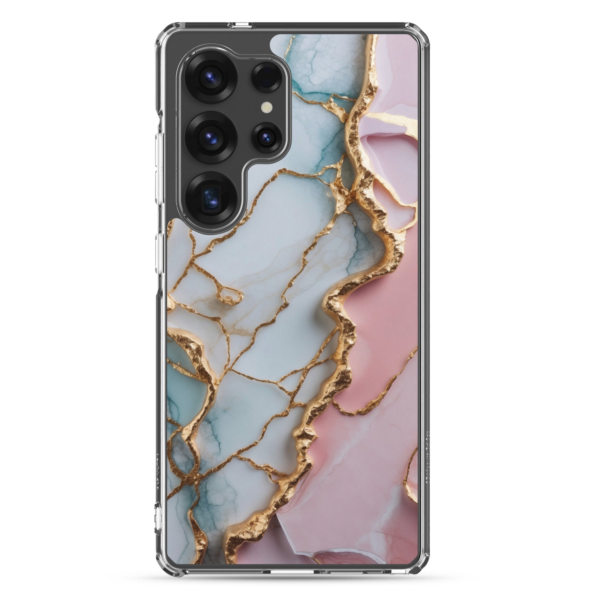 Pastel Marble Gold Clear Case for Samsung Galaxy S25 Ultra – Elegant Abstract Protective Cover