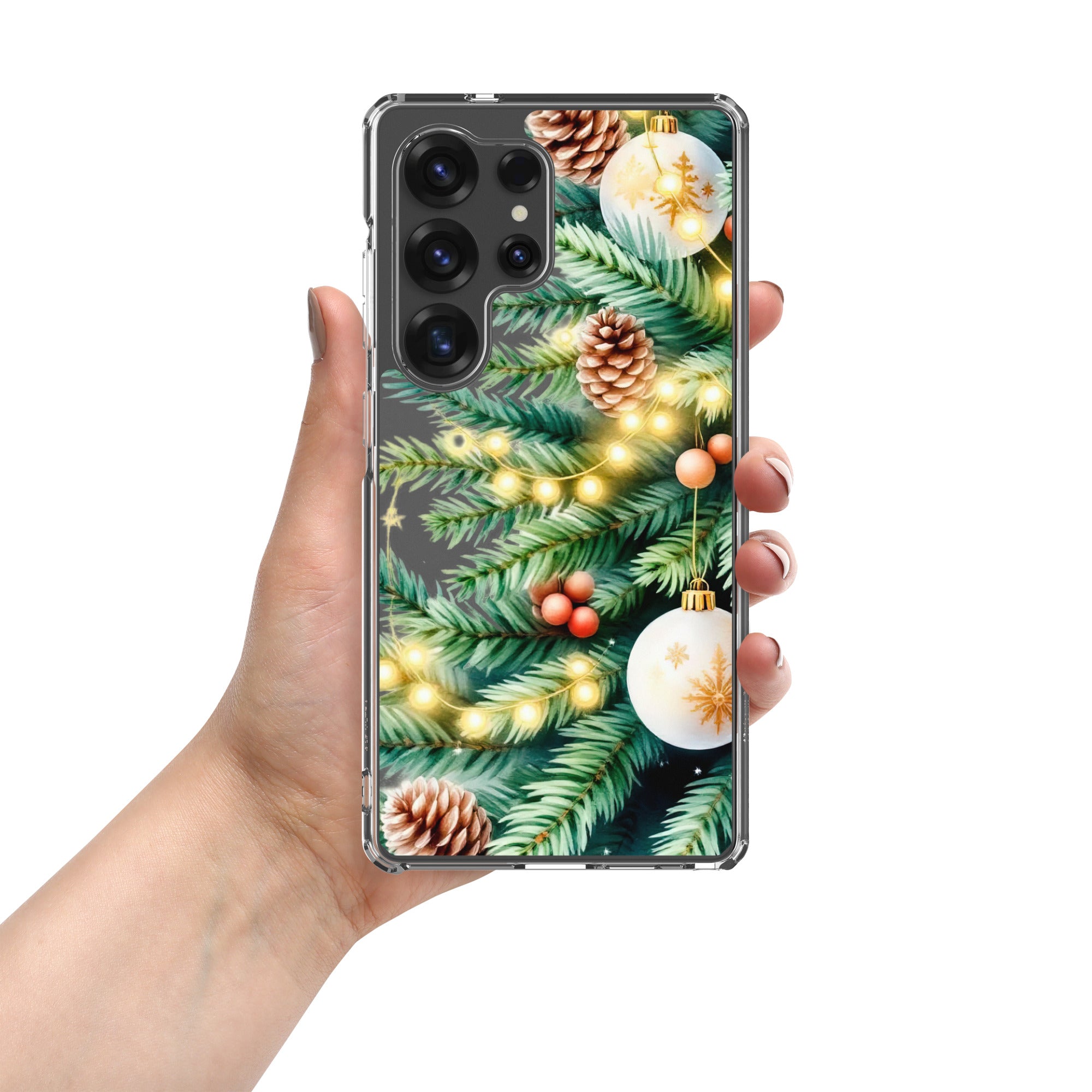 Christmas Pine Branches Clear Case for Samsung Galaxy S25 Ultra – Festive Winter Protective Cover