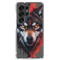Fierce Wolf Portrait Clear Case for Samsung Galaxy S25 Ultra – Dark Animal Art Protective Cover