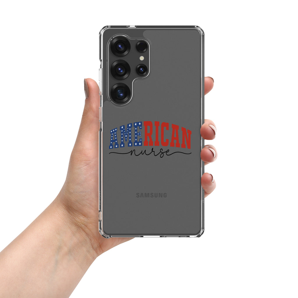 American Nurse Typography Clear Case for Samsung Galaxy S25 Ultra – Patriotic Profession Protective Cover