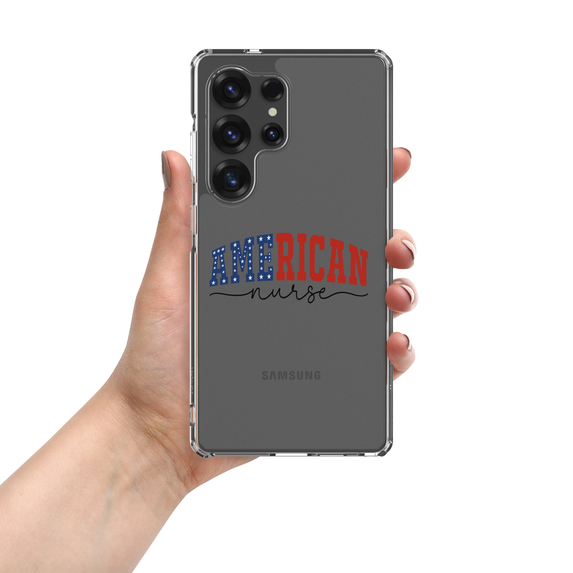 American Nurse Typography Clear Case for Samsung Galaxy S25 Ultra – Patriotic Profession Protective Cover