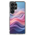 Abstract Pink & Blue Waves Dream Clear Case for Samsung Galaxy S25 Ultra – Modern Gradient Protective Cover