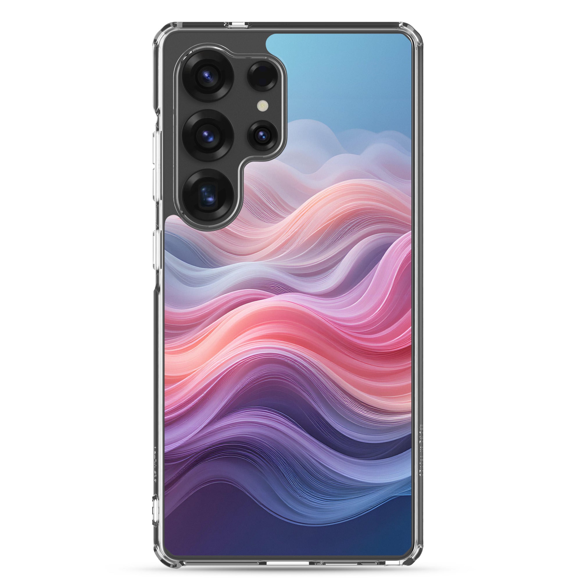 Abstract Pink & Blue Waves Dream Clear Case for Samsung Galaxy S25 Ultra – Modern Gradient Protective Cover