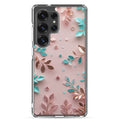 Pastel Floral Leaves Clear Case for Samsung Galaxy S25 Ultra – Soft Elegant Protective Cover
