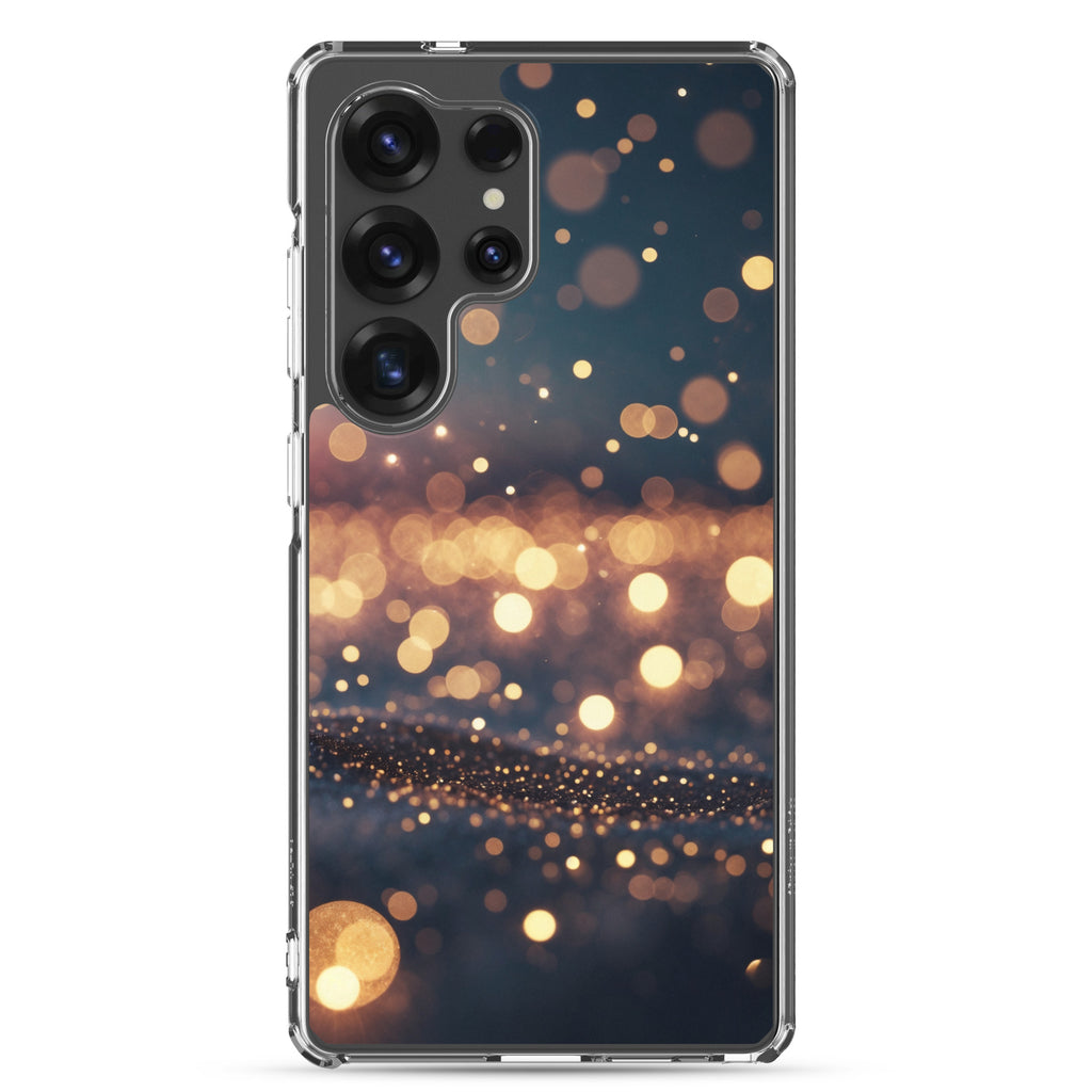 Golden Bokeh Lights Clear Case for Samsung Galaxy S25 Ultra – Elegant Glow Protective Cover