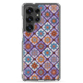 Geometric Floral Pattern Clear Case for Samsung Galaxy S25 Ultra – Colorful Mosaic Protective Cover