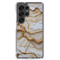 White Marble Gold Veins Clear Case for Samsung Galaxy S25 Ultra – Elegant Stone Protective Cover