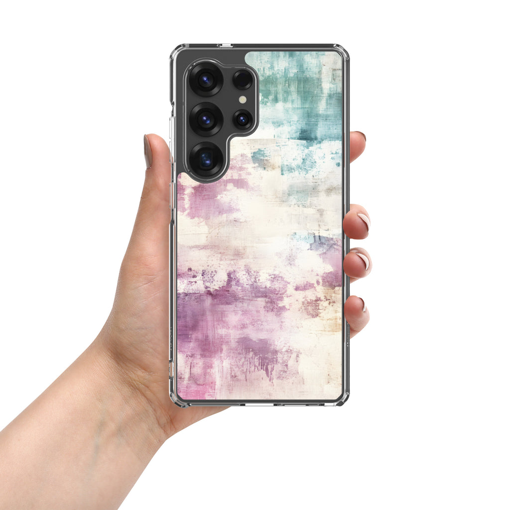Soft Abstract Pastel Clear Case for Samsung Galaxy S25 Ultra – Modern Watercolor Protective Cover
