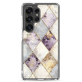 Golden Harlequin Damask Clear Case for Samsung Galaxy S25 Ultra – Elegant Geometric Gold Pattern Protective Cover