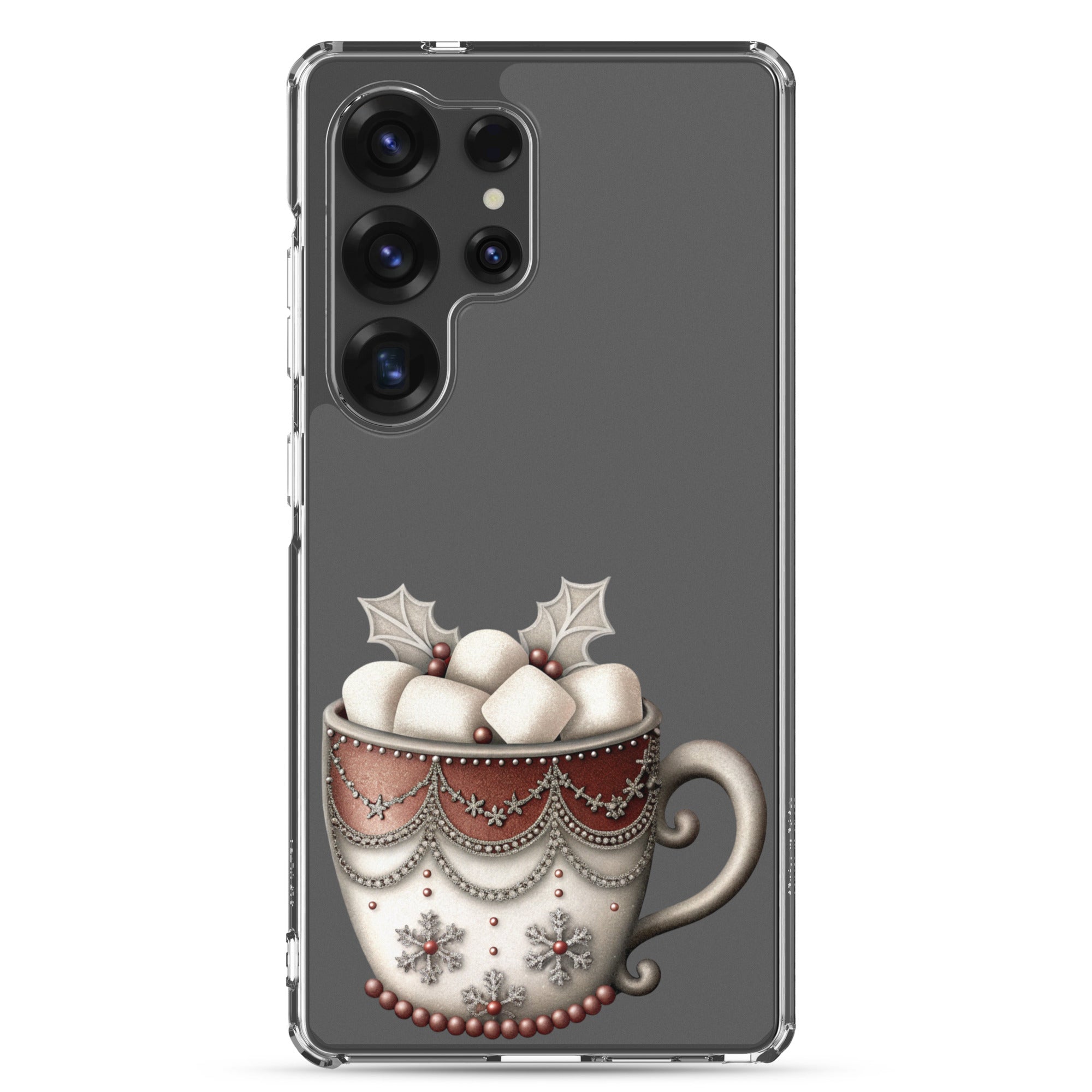 Festive Winter Mug Clear Case for Samsung Galaxy S25 Ultra – Cozy Holiday Hot Cocoa Protective Cover