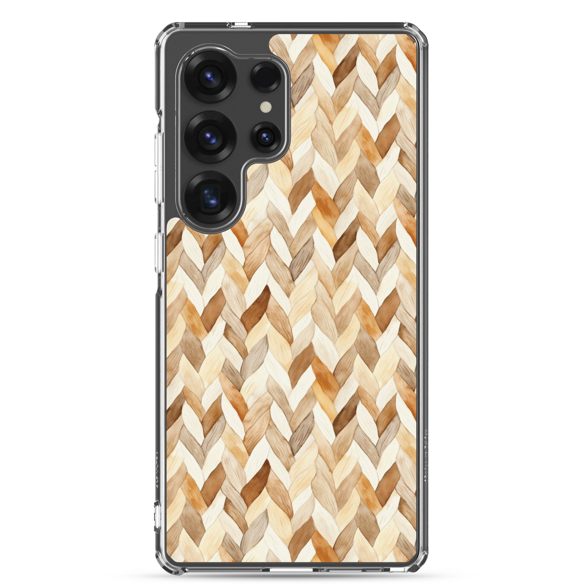 Warm Knit Pattern Clear Case for Samsung Galaxy S25 Ultra – Neutral Woven Texture Protective Cover