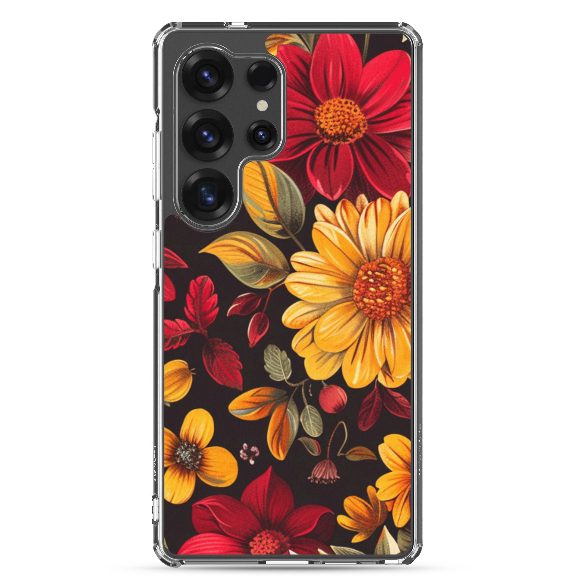Autumn Bloom Floral Clear Case for Samsung Galaxy S25 Ultra – Warm Fall Flowers Protective Cover