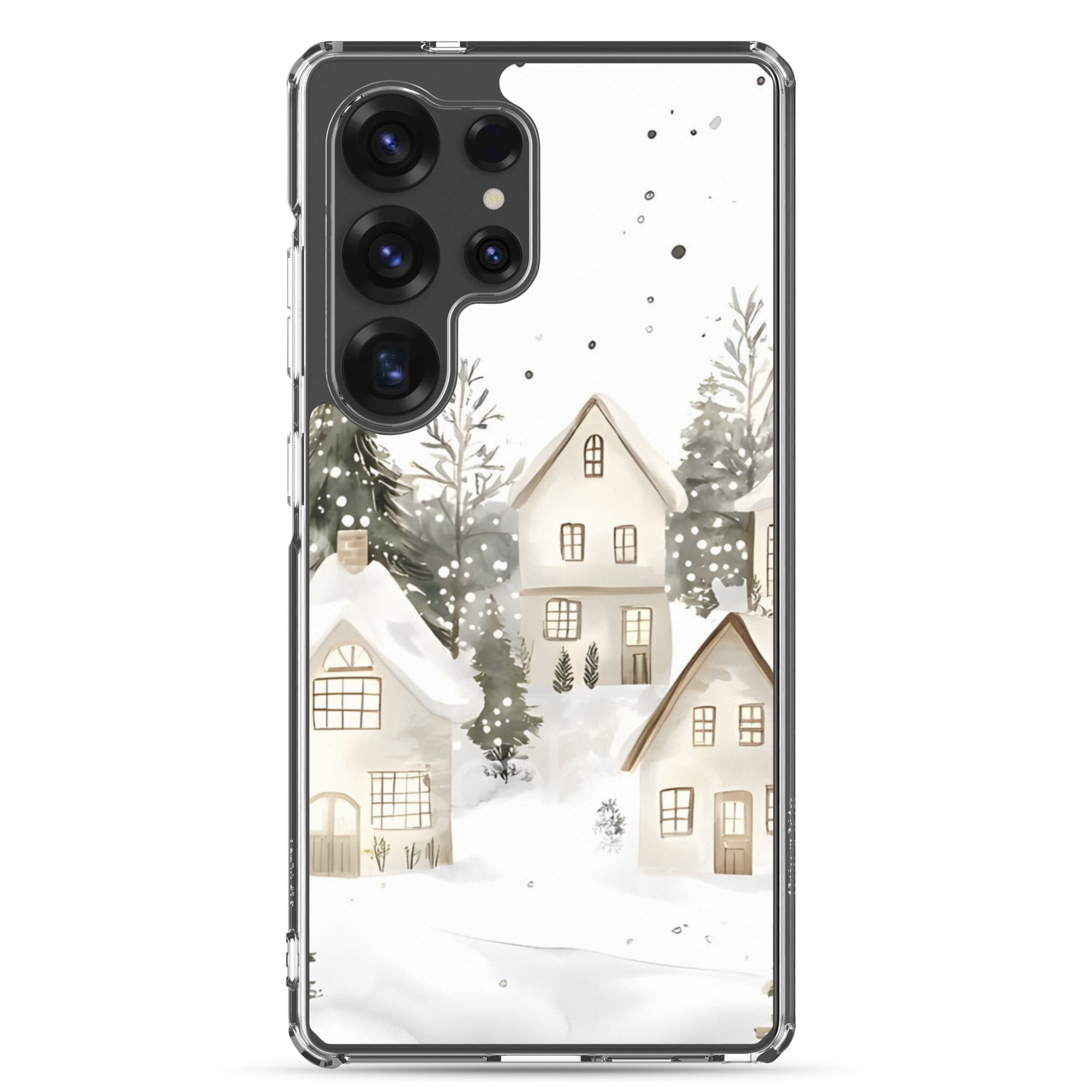 Snowy Winter Village Clear Case for Samsung Galaxy S25 Ultra – Cozy Holiday Protective Cover