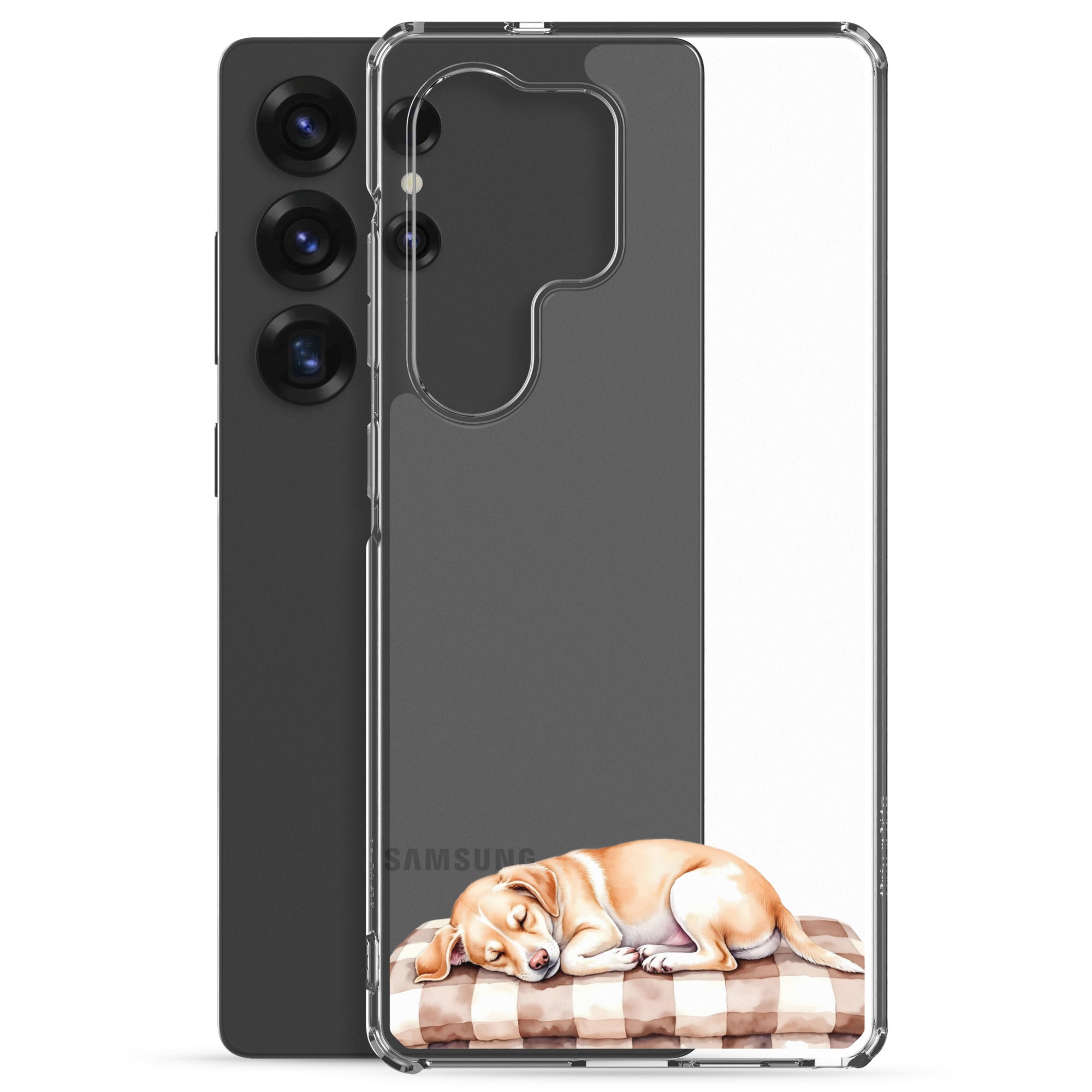 Sleeping Puppy Clear Case for Samsung Galaxy S25 Ultra – Cozy Minimal Pet Protective Cover