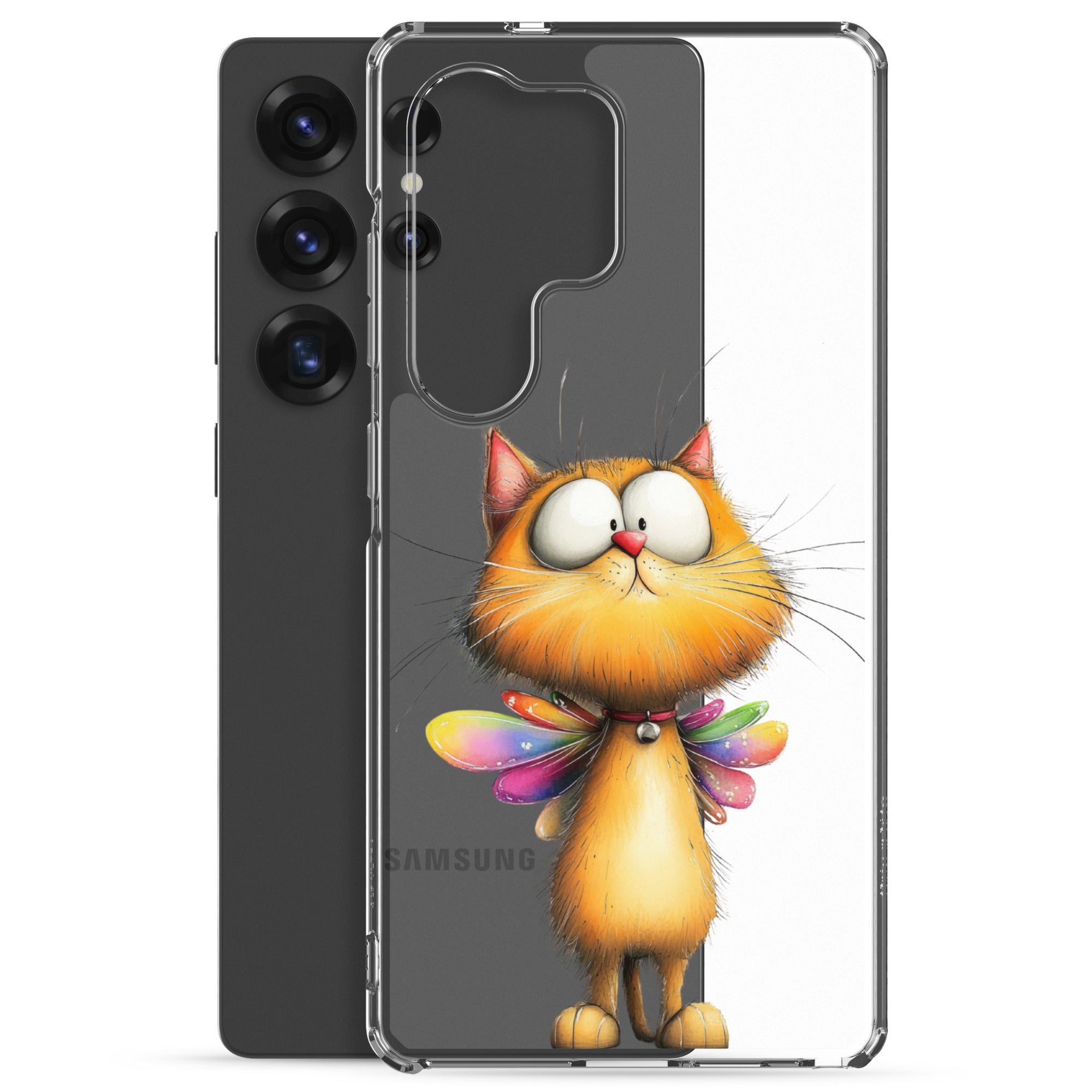 Whimsical Fairy Cat Clear Case for Samsung Galaxy S25 Ultra – Playful Fantasy Protective Cover