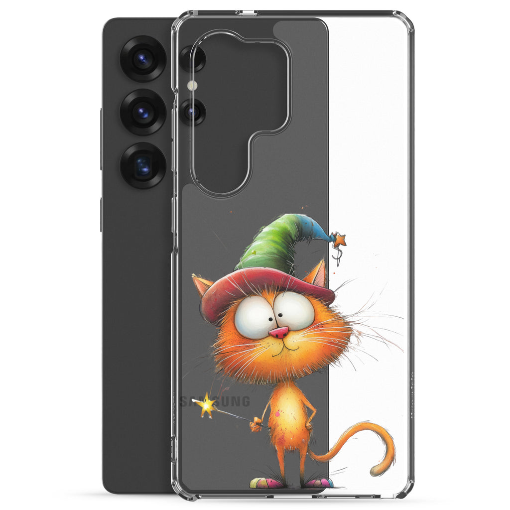 Wizard Cat Clear Case for Samsung Galaxy S25 Ultra – Cute Fantasy Protective Cover