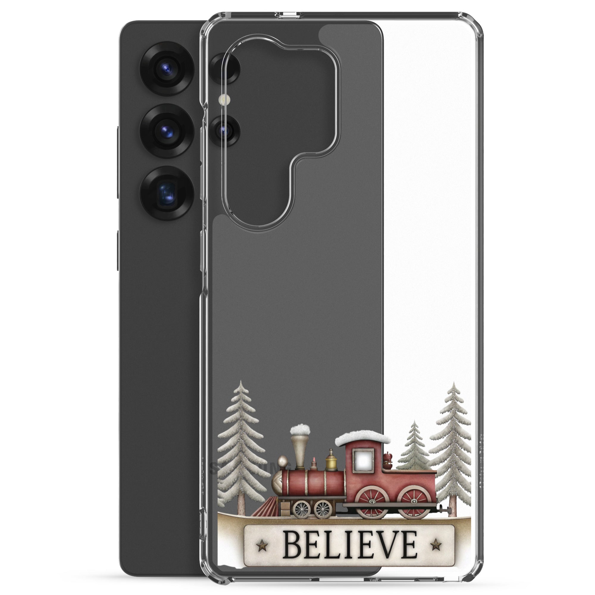 Believe Christmas Train Clear Case for Samsung Galaxy S25 Ultra – Festive Holiday Protective Cover