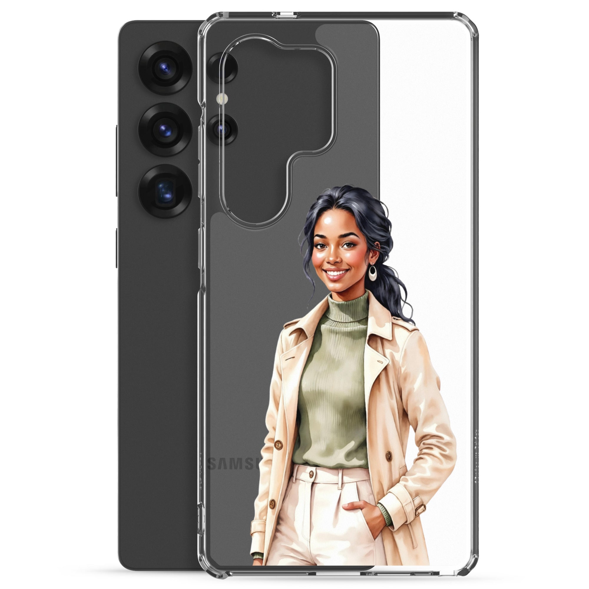 Elegant Fashion Woman Clear Case for Samsung Galaxy S25 Ultra – Modern Illustration Protective Cover