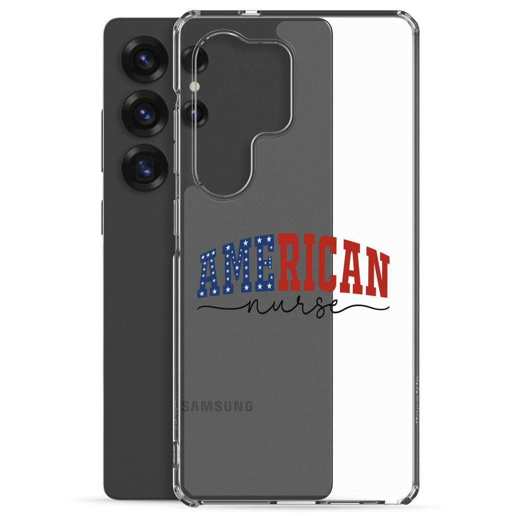 American Nurse Typography Clear Case for Samsung Galaxy S25 Ultra – Patriotic Profession Protective Cover