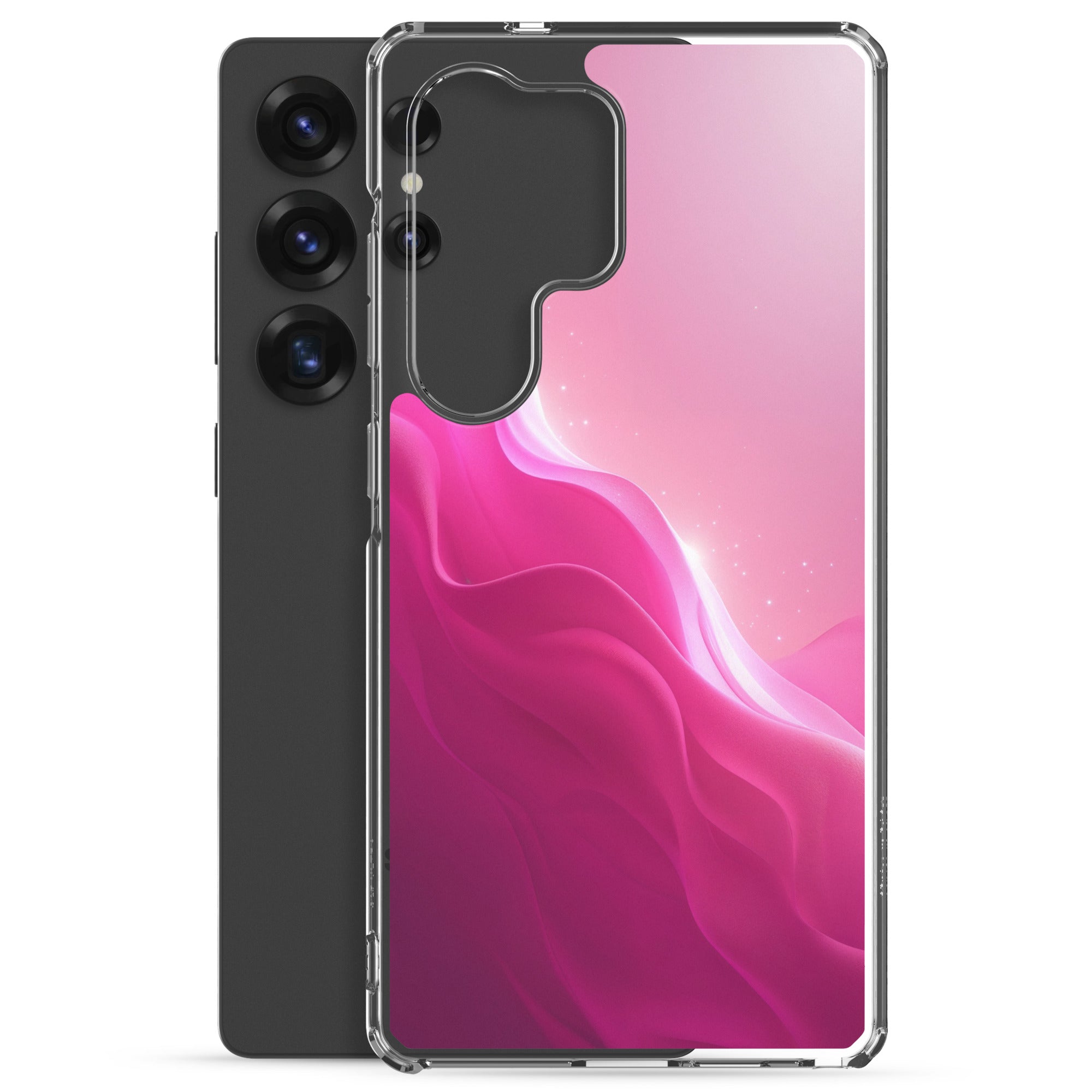 Pink Gradient Waves Dream Clear Case for Samsung Galaxy S25 Ultra – Minimal Abstract Protective Cover
