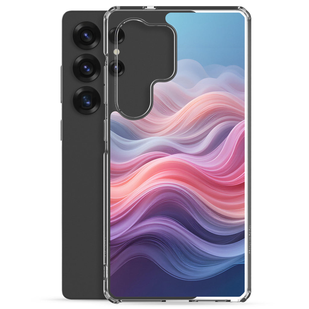 Abstract Pink & Blue Waves Dream Clear Case for Samsung Galaxy S25 Ultra – Modern Gradient Protective Cover