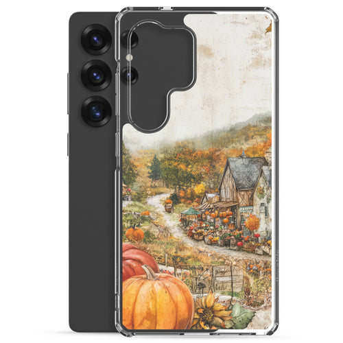 Autumn Village Clear Case for Samsung Galaxy S25 Ultra – Cozy Fall Countryside Protective Cover