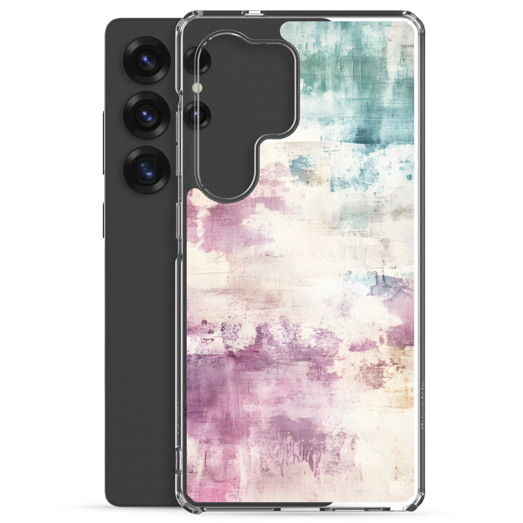 Soft Abstract Pastel Clear Case for Samsung Galaxy S25 Ultra – Modern Watercolor Protective Cover