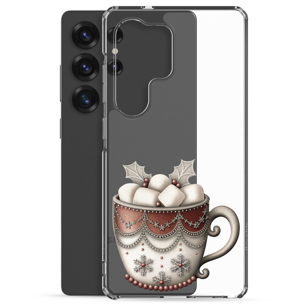 Festive Winter Mug Clear Case for Samsung Galaxy S25 Ultra – Cozy Holiday Hot Cocoa Protective Cover