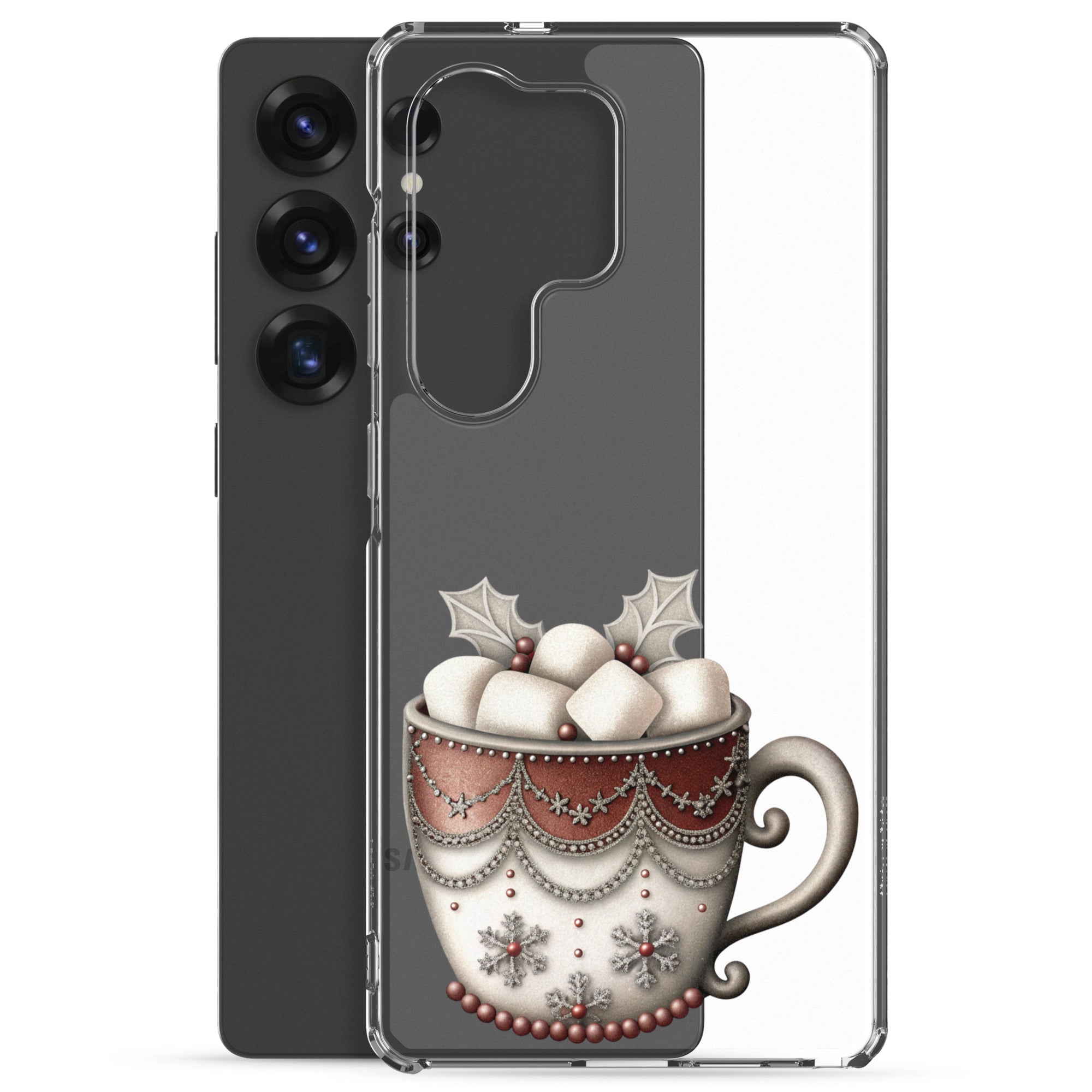 Festive Winter Mug Clear Case for Samsung Galaxy S25 Ultra – Cozy Holiday Hot Cocoa Protective Cover