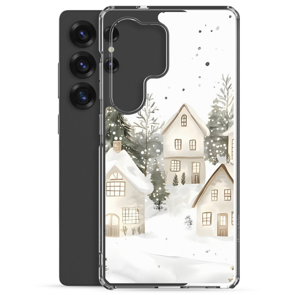 Snowy Winter Village Clear Case for Samsung Galaxy S25 Ultra – Cozy Holiday Protective Cover