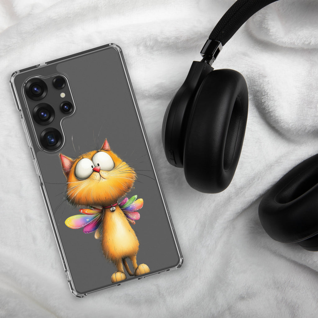 Whimsical Fairy Cat Clear Case for Samsung Galaxy S25 Ultra – Playful Fantasy Protective Cover