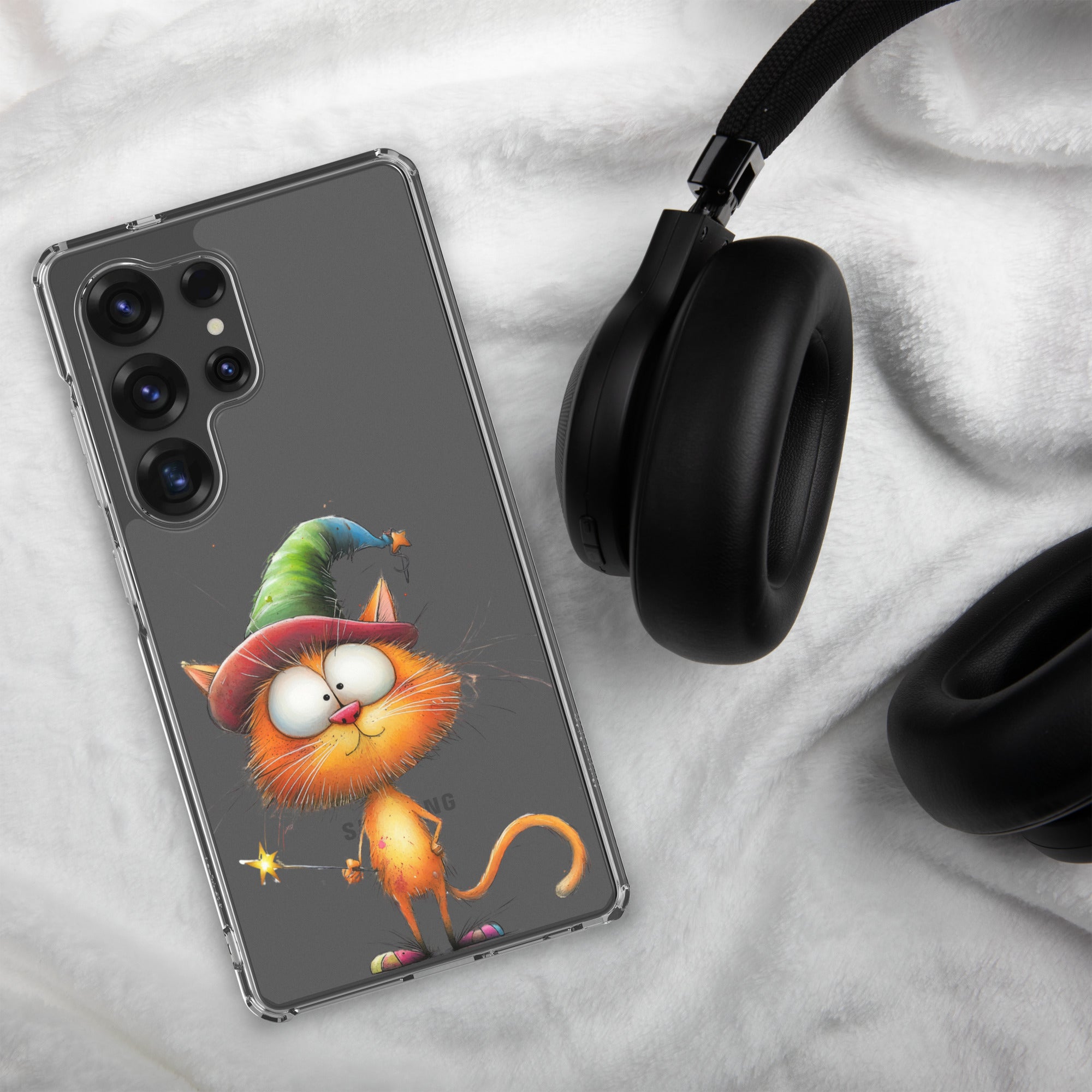 Wizard Cat Clear Case for Samsung Galaxy S25 Ultra – Cute Fantasy Protective Cover