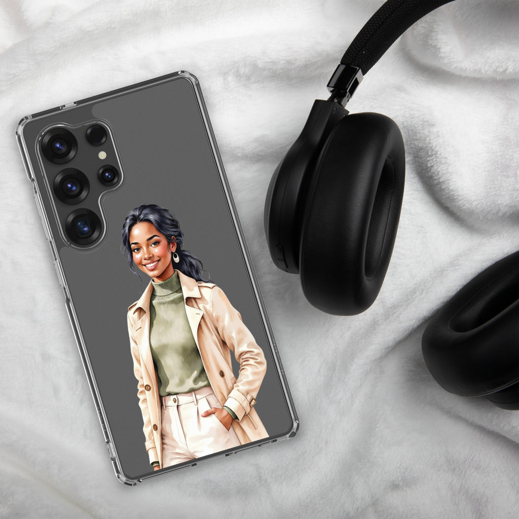 Elegant Fashion Woman Clear Case for Samsung Galaxy S25 Ultra – Modern Illustration Protective Cover