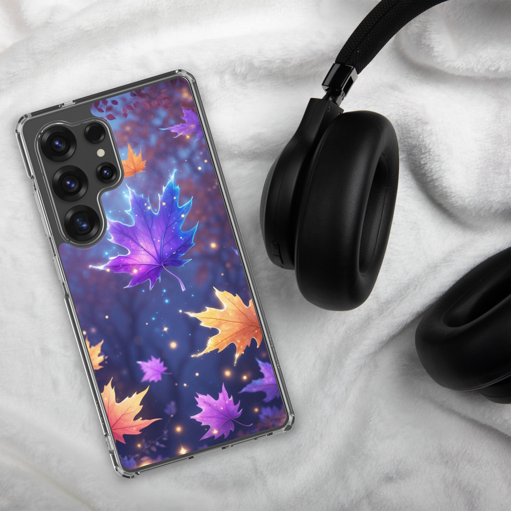 Autumn Leaves Glow Clear Case for Samsung Galaxy S25 Ultra – Magical Nature Protective Cover