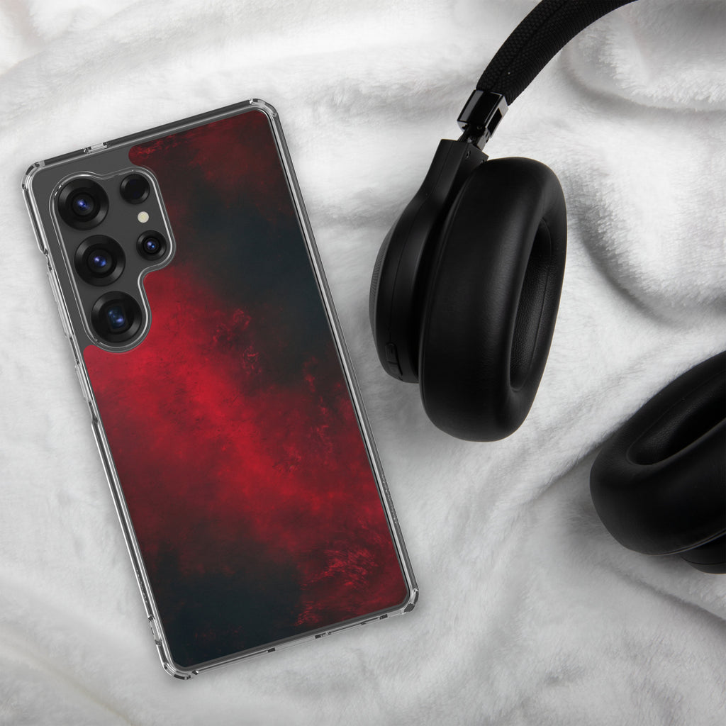 Dark Red Abstract Clear Case for Samsung Galaxy S25 Ultra – Minimalist Textured Protective Cover