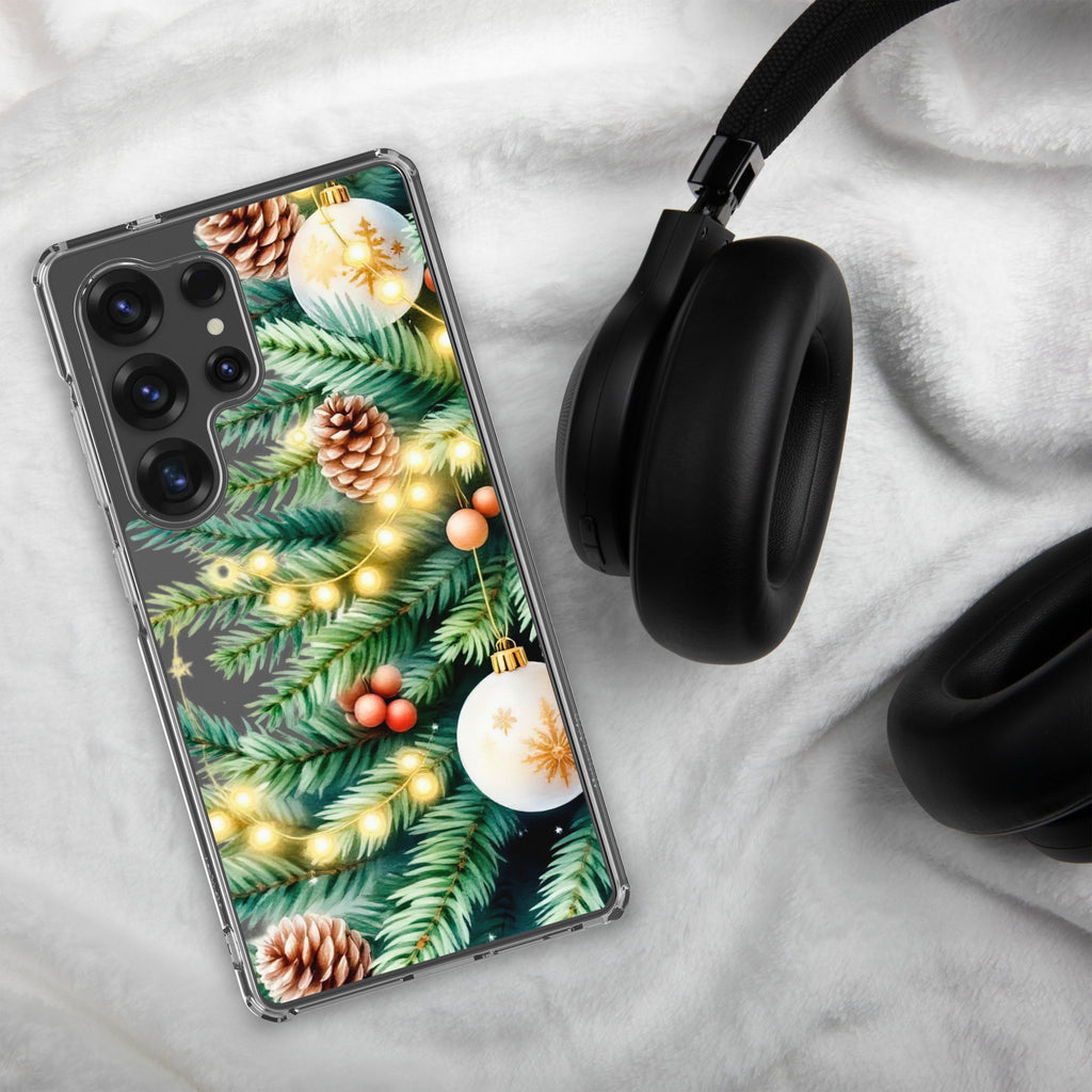 Christmas Pine Branches Clear Case for Samsung Galaxy S25 Ultra – Festive Winter Protective Cover
