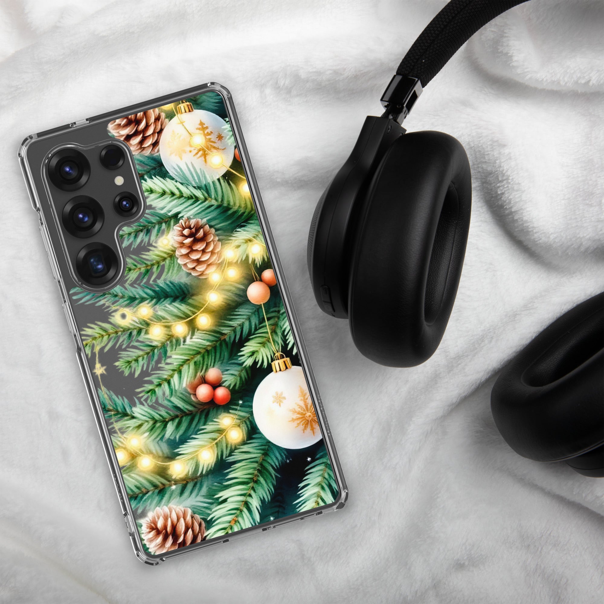Christmas Pine Branches Clear Case for Samsung Galaxy S25 Ultra – Festive Winter Protective Cover