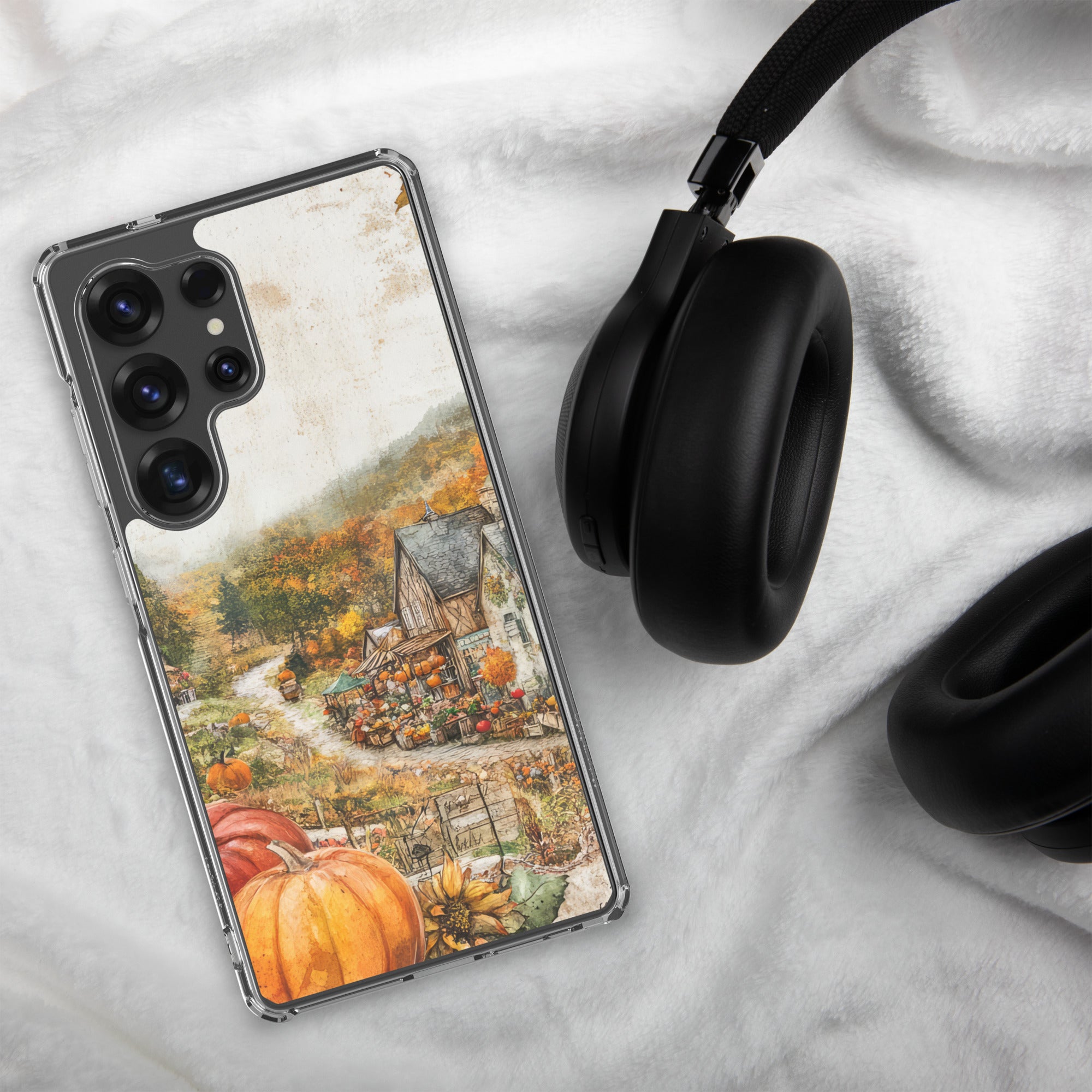 Autumn Village Clear Case for Samsung Galaxy S25 Ultra – Cozy Fall Countryside Protective Cover