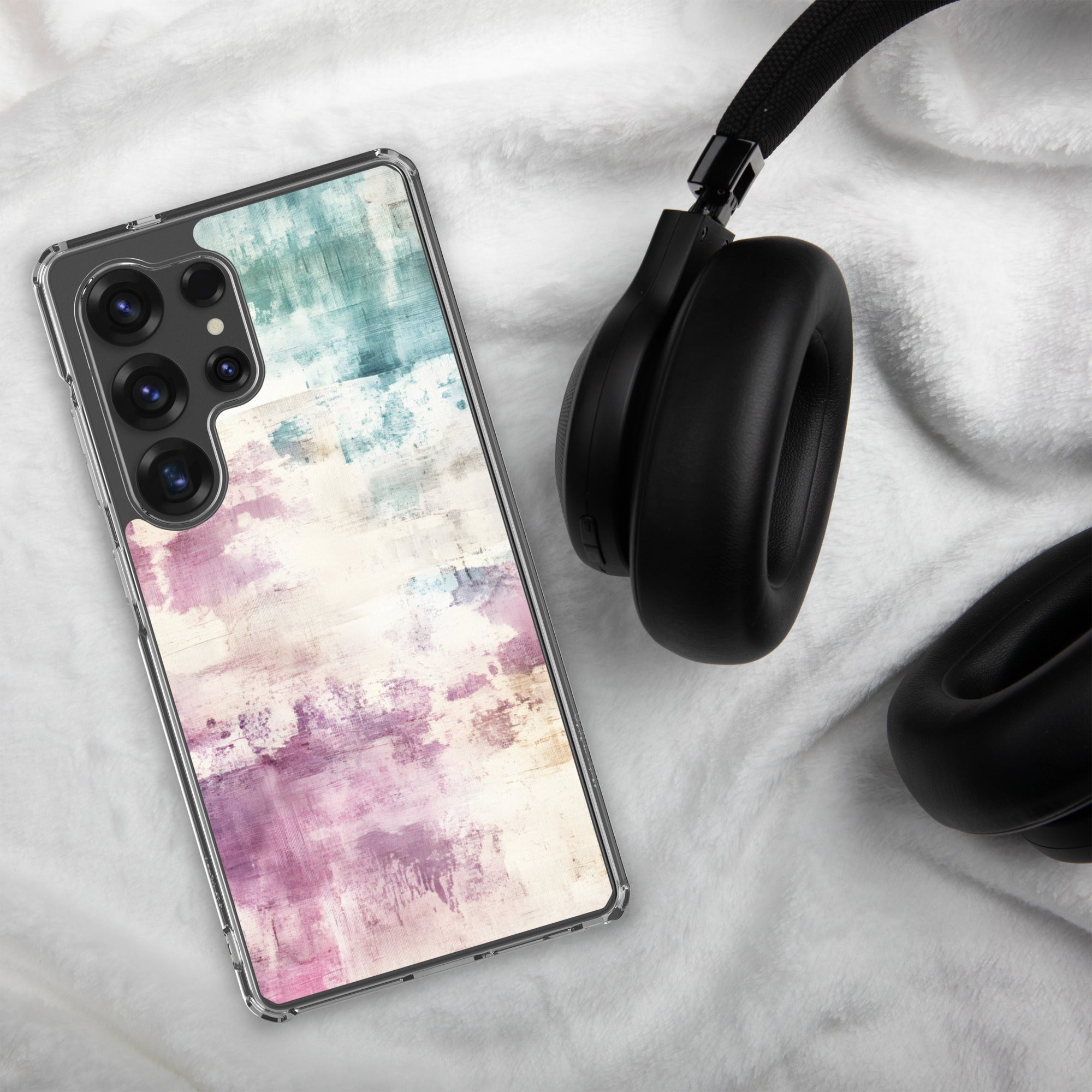 Soft Abstract Pastel Clear Case for Samsung Galaxy S25 Ultra – Modern Watercolor Protective Cover