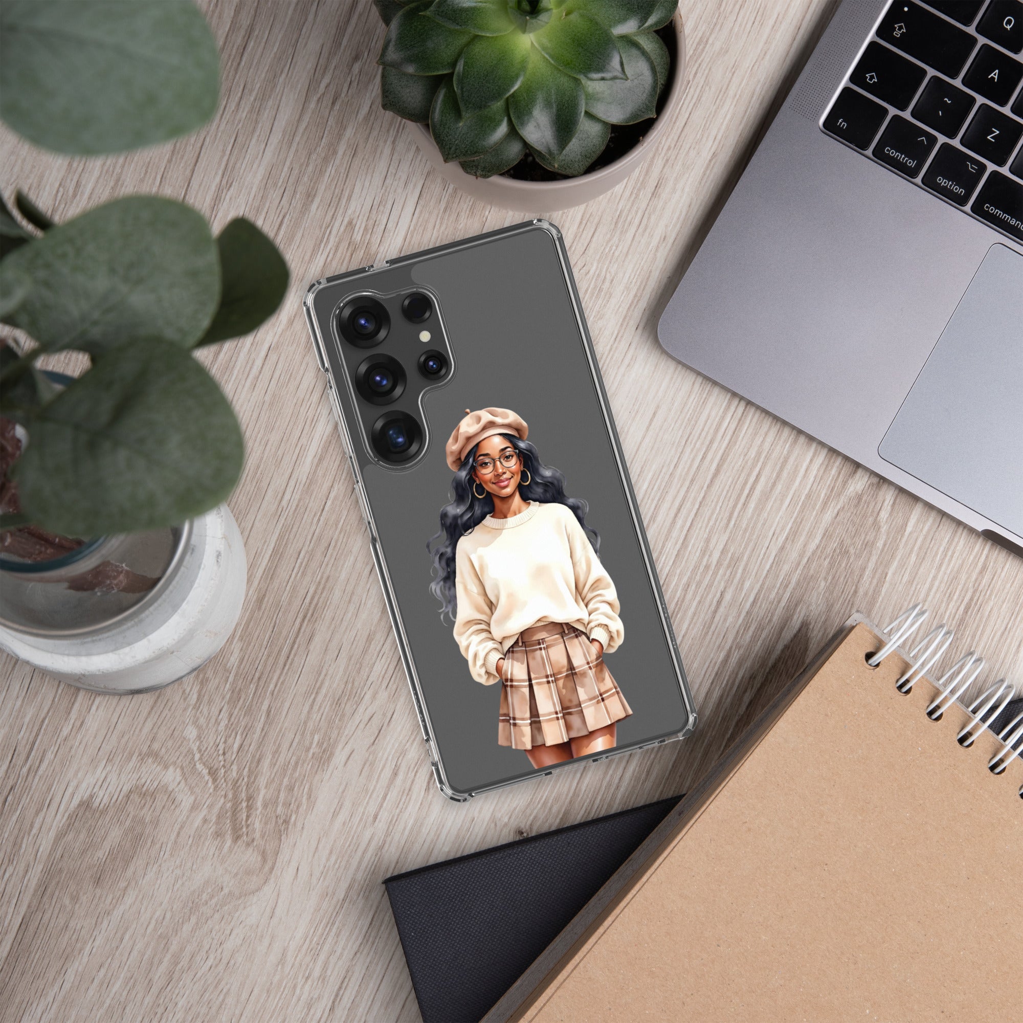 Chic Autumn Portrait Clear Case for Samsung Galaxy S25 Ultra – Elegant Minimalist Protective Cover