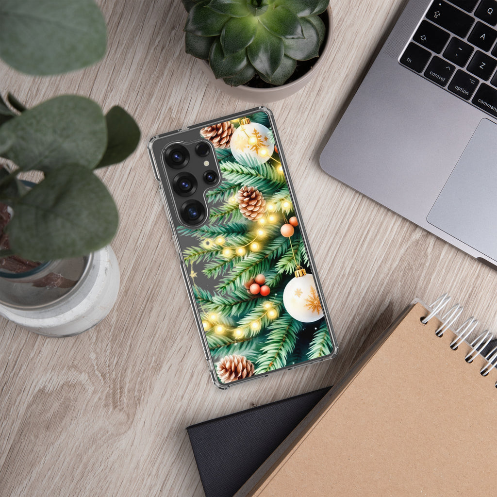 Christmas Pine Branches Clear Case for Samsung Galaxy S25 Ultra – Festive Winter Protective Cover