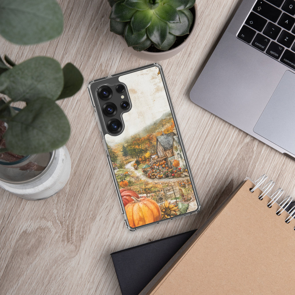 Autumn Village Clear Case for Samsung Galaxy S25 Ultra – Cozy Fall Countryside Protective Cover