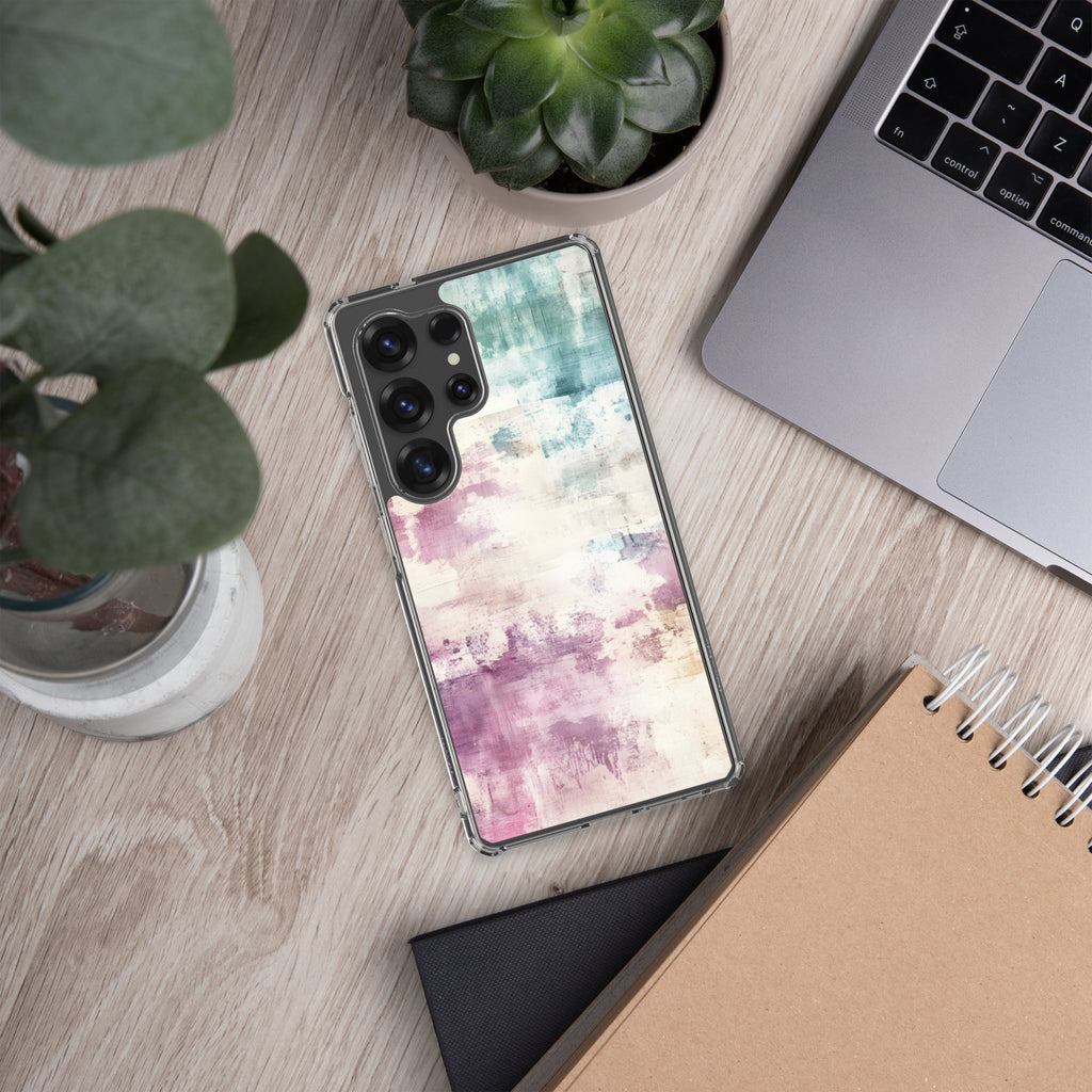 Soft Abstract Pastel Clear Case for Samsung Galaxy S25 Ultra – Modern Watercolor Protective Cover