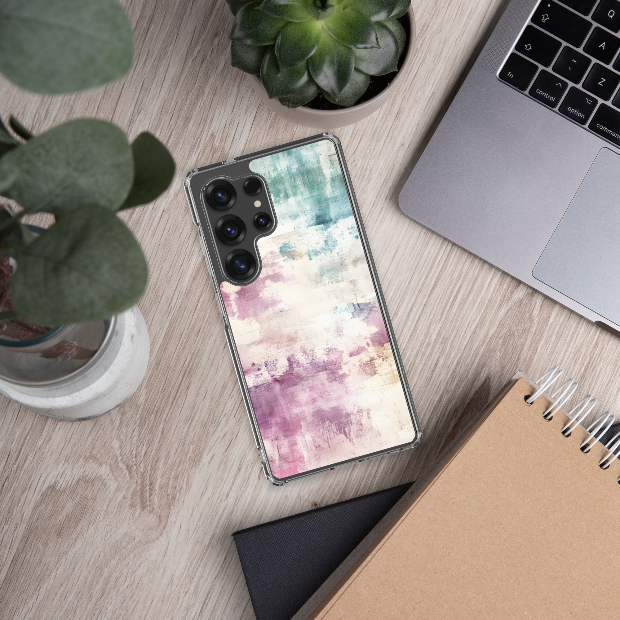 Soft Abstract Pastel Clear Case for Samsung Galaxy S25 Ultra – Modern Watercolor Protective Cover